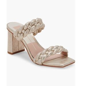 Dolce Vita Paily Gold Braided Women's Heel sandal shoe size 7.5